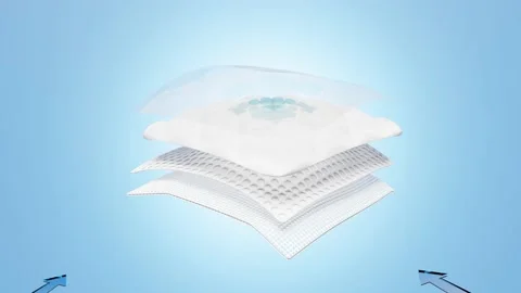 3d ventilate shows water splash transparent for diapers, synthetic fiber hair Stock Footage 212380752