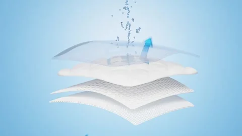 3d ventilate shows water splash transparent for diapers, synthetic fiber ha.. Stock Footage 269814024