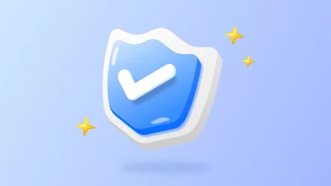 3D Verified Badge with Blue Shield and Checkmark Icon Stock Footage 317693882