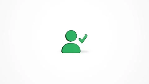 3D Verified User Check Icon Animated Loop on White Background 4K Stock Footage 347650759