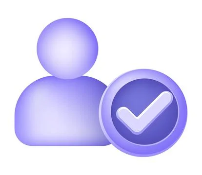 3d verified user profile icon with approval badge Stock-Illustration