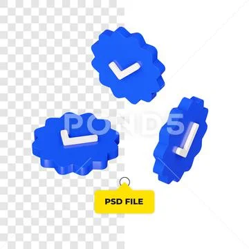 3D verify icon all side Plantilla PSD