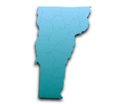 3d Vermont map state with color. United State of America, US, United State Stock Illustration