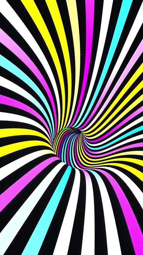3D vertical animation of camera flying through colorful gradient wavy tunnel Stock Footage 335194131