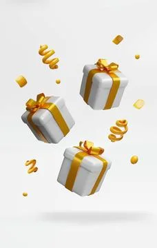 3D vertical gift boxes poster Stock Illustration