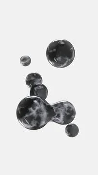 3D vertical image render black marble sphere bubbles white background texture Illustrazione stock