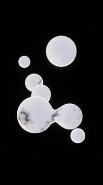 3D vertical image render white marble sphere bubbles dark background texture Stock Illustration