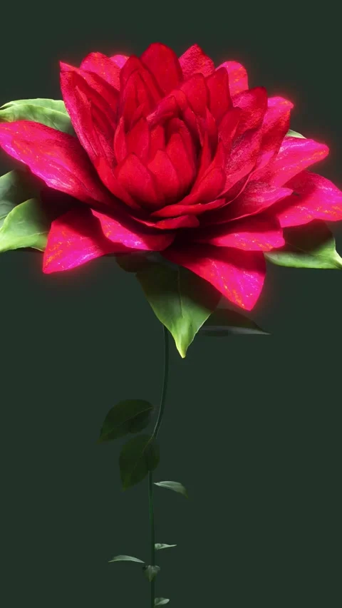 3D Vertical Red rose blooming animation Static Camera animation Stock Footage 294703944