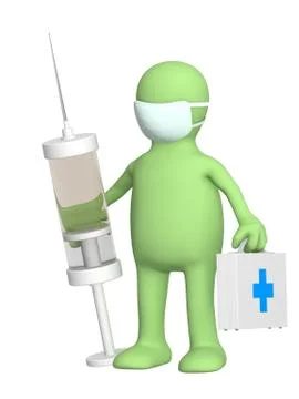3d veterinary with a syringe Illustrazione stock