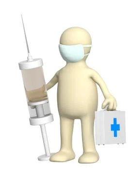 3d veterinary with a syringe Stock Illustration