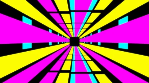 3D VFX tunnel effect with multi-colored lines on a black background. Stock Footage 118614351