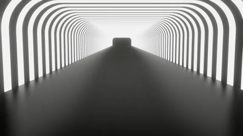 3d video animation walking down the hall futuristic light lamps future techn Stock Footage 263860104