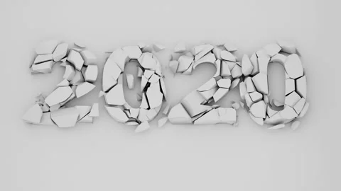 3d video animation of the years 2020 in white over white Video stock 130861186