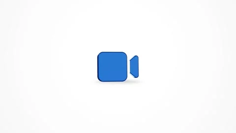 3D Video Call Camera Icon Animated Loop on White Background 4K Stock Footage 347650770