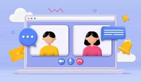 3D Video call vector poster Stock Illustration