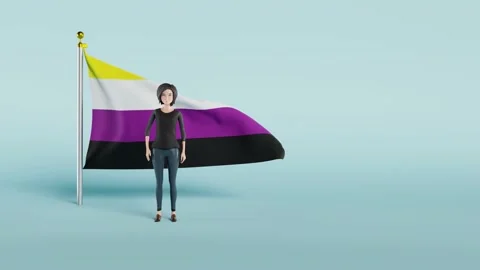 3D video of Non-binary Pride Flag isolated against white background; 3D 動画素材 238850389