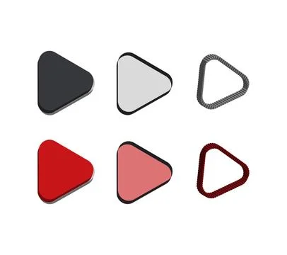 3D video play button icon set Stock Illustration