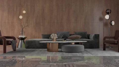 3d video rendering footage contemporary interior design of the room Stock Footage 234239367