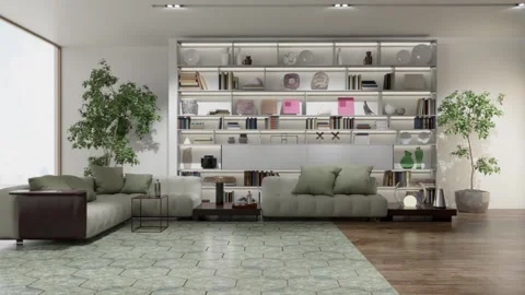3d video rendering footage contemporary interior design of the room 库存影片 234239368