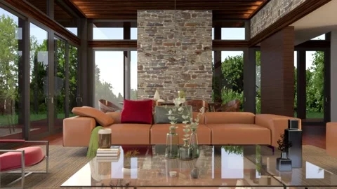 3d video rendering footage contemporary interior design of the room 库存影片 234239429