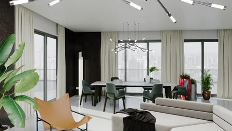 3d video rendering footage contemporary interior design of the room 库存影片 234239553
