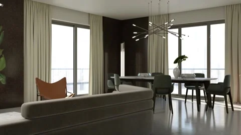 3d video rendering footage contemporary interior design of the room Stock Footage 234239554
