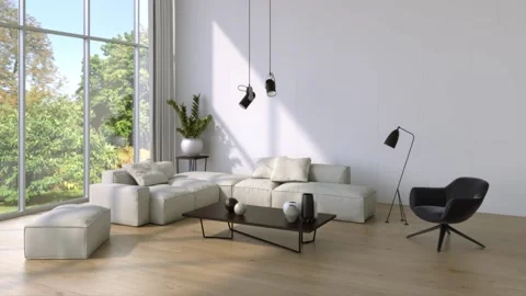 3d video rendering footage contemporary interior design of the room Stock Footage 234239652