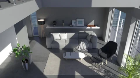 3d video rendering footage contemporary interior design of the room Stock Footage 234239704