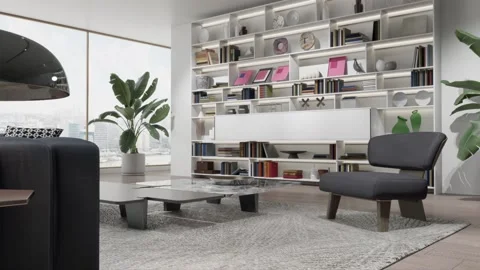 3d video rendering footage contemporary interior design of the room Stock Footage 234239778