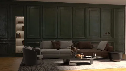 3d video rendering footage contemporary interior design of the room Stock Footage 234239795