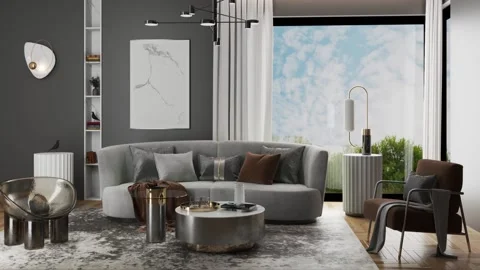 3d video rendering footage contemporary interior design of the room Stock Footage 234239882