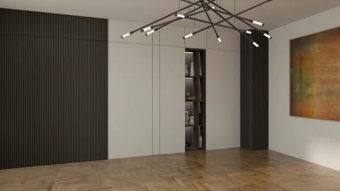 3d video rendering footage contemporary interior design of the room Stock Footage 234242597