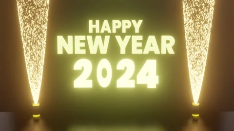 3D video text light animation and bursts of fireworks greeting Happy New Yea Видео 259018318