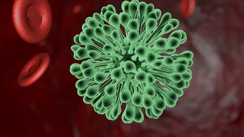 3D video of a virus or bacteria in the blood in motion and rotation close-up Stock Footage 125692791