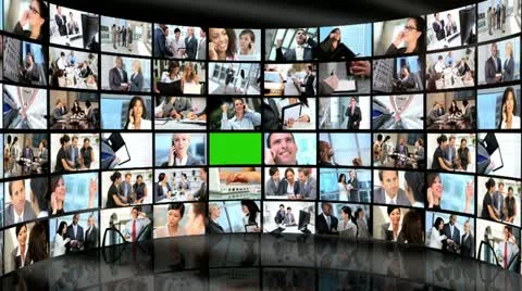 3D Video Wall Green Screen Business People Smart Phone Tablet Technology Stock Footage 21898239