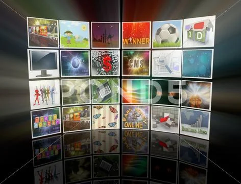 3d video wall Stock Illustration