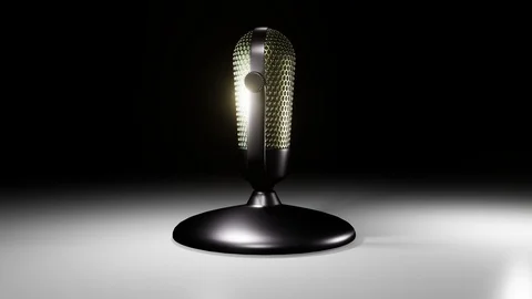 3D vintage microphone on black background Stock Footage 108307576