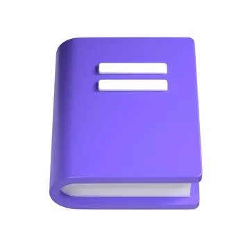 3d violet cute empty notepad book stationery for school isolated background with Illustrazione stock