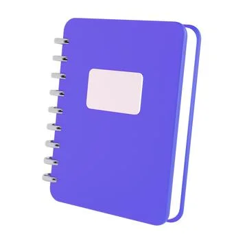 3d violet cute empty notepad book stationery for school isolated background with Stock Illustration