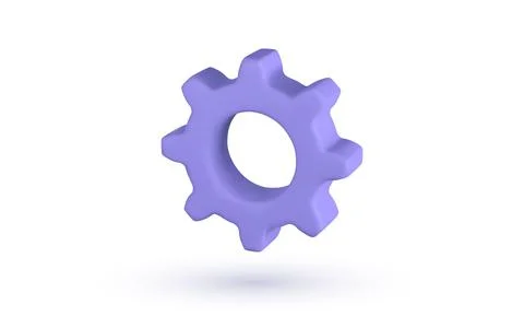 3D violet gear, setting symbol. Gear symbol of workflow concept. Vector illus Stock Illustration