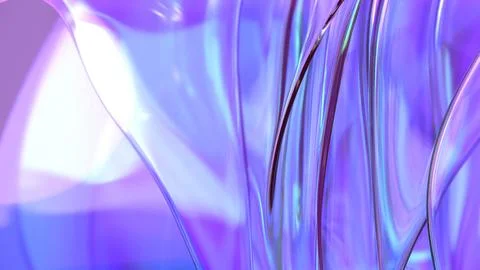 3D violet translucent abstract wave wallpaper background. Shiny curved orga.. Stockillustratie