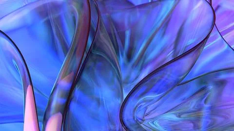 3D violet translucent abstract wave wallpaper background. Shiny curved orga.. Stockillustratie