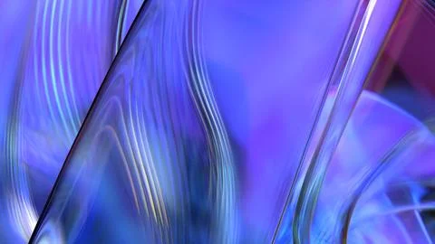 3D violet translucent abstract wave wallpaper background. Shiny curved orga.. Illustrazione stock
