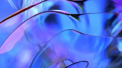 3D violet translucent abstract wave wallpaper background. Shiny curved orga.. Stock-Illustration