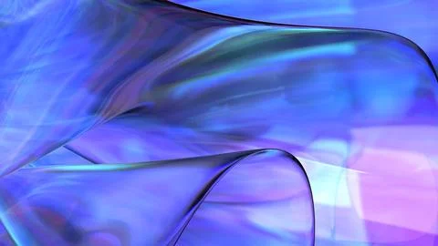 3D violet translucent abstract wave wallpaper background. Shiny curved orga.. Stockillustratie