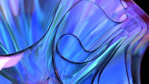 3D violet translucent abstract wave wallpaper background. Shiny curved orga.. Illustrazione stock