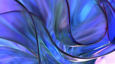 3D violet translucent abstract wave wallpaper background. Shiny curved orga.. Stockillustratie