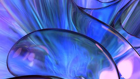 3D violet translucent abstract wave wallpaper background. Shiny curved orga.. Illustrazione stock