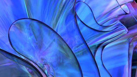 3D violet translucent abstract wave wallpaper background. Shiny curved orga.. Illustrazione stock