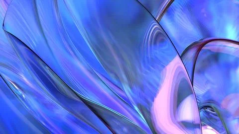 3D violet translucent abstract wave wallpaper background. Shiny curved orga.. Stockillustratie